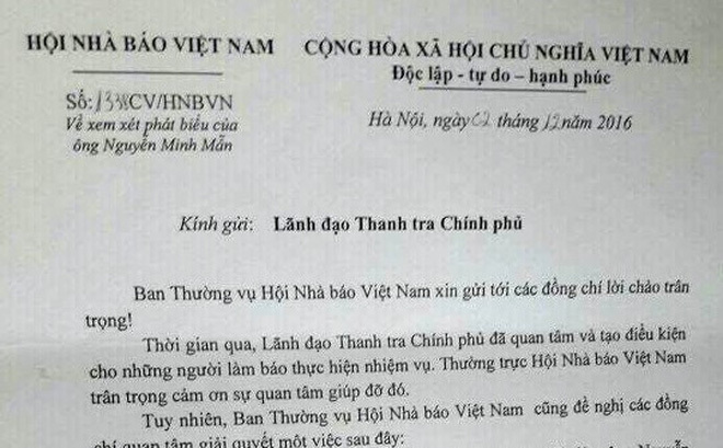 Đề nghị Thanh tra Chính phủ xem xét Vụ trưởng xúc phạm báo chí
