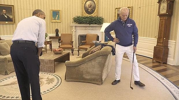 Xem Obama đánh golf trong phòng Bầu dục