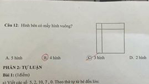 Các mẹ tranh cãi nảy lửa bài toán đếm hình vuông