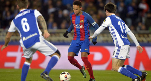 Neymar cứu cánh, Barca thắng nhọc Sociedad
