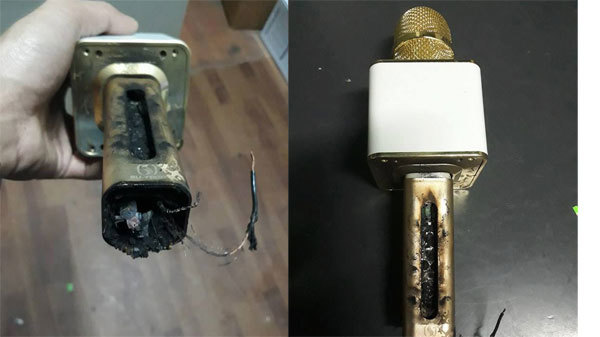 Mic tự hát karaoke phát nổ khi sạc qua đêm