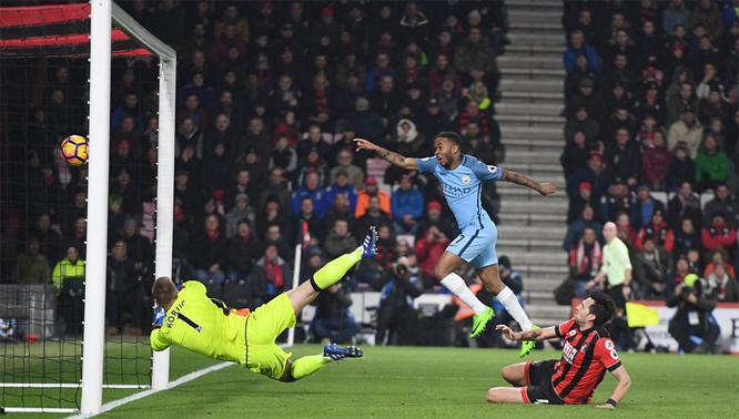 Đánh bại Bournemouth, Man City quyết bám đuổi Chelsea