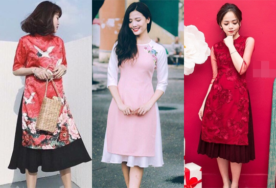 Áo Dài Đỏ Cách Tân Viền Bèo Kèm Chân Váy Trắng Mặc Tết 2022 - Mono Boutique  - Đầm, váy nữ | ThờiTrangNữ.vn