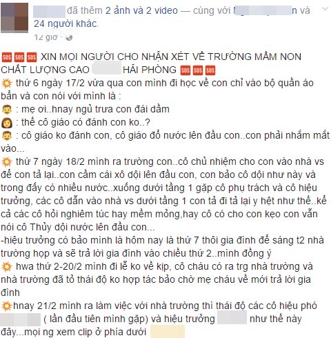 Phụ huynh tố cô giáo dội nước lên đầu học sinh, nhà trường mời công an làm rõ