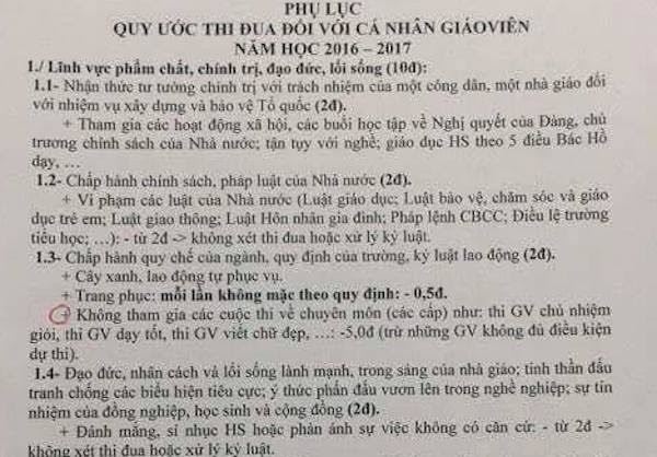 Giáo viên không thi dạy giỏi, chữ đẹp bị trừ điểm