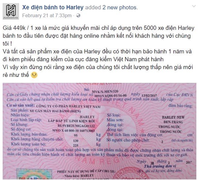 Làm giả con dấu Cục Xúc tiến thương mại bán xe điện 499 ngàn
