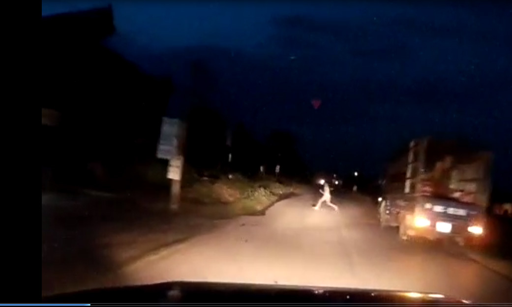 Bé gái sang đường suýt đâm vào đầu ô tô