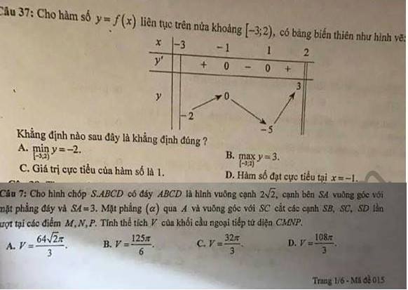 Đề thi thử THPT quốc gia 2017 tại Hà Nội bị sai do lỗi đánh máy