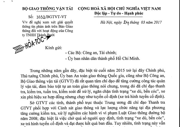 Hỏa tốc đề nghị làm rõ vi phạm của công ty Thành Bưởi