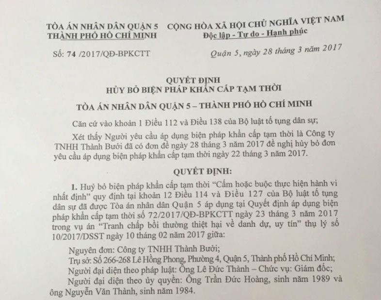 Đại diện Thành Bưởi: Ưu tiên giải quyết dân sự vụ kiện báo Giao thông