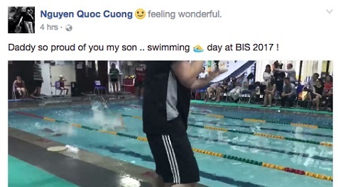 Hà Hồ và Cường Đô La hào hứng dẫn Subeo thi bơi