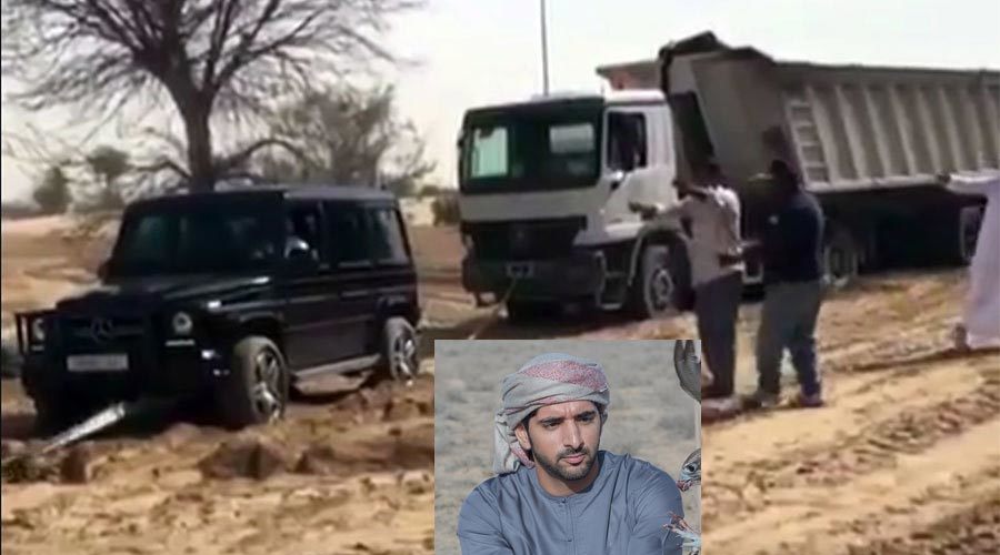 Thái tử Dubai lái xe sang cứu xe tải mắc kẹt