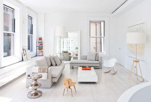 Ngắm căn hộ chung cư 50m2 hiện đại với gam màu trắng xám