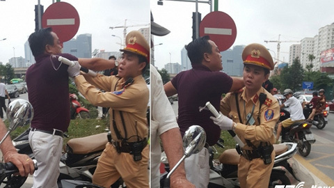 Đi vào làn BRT, người trên ô tô hung hăng đánh tài xế xe máy