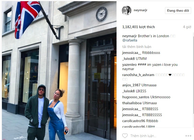 Neymar bất ngờ xuất hiện ở London