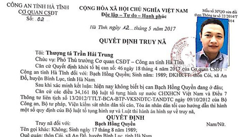 Truy nã đối tượng cầm đầu vụ tụ tập ở Hà Tĩnh