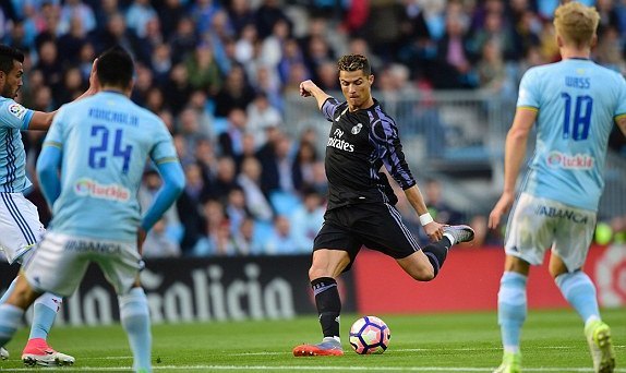 Celta Vigo 0-1 Real Madrid Ronaldo goal phút 10