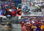 Sài Gòn ngập, đường phố kẹt cứng sau mưa lớn