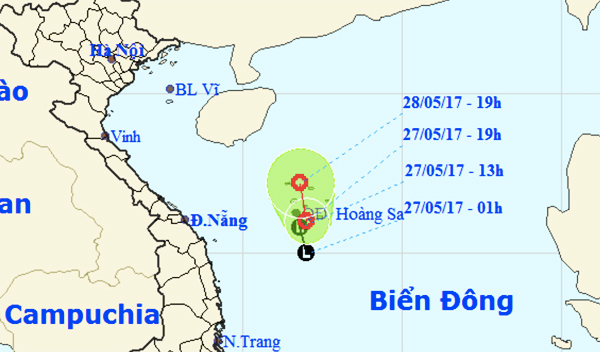 Dự báo thời tiết 28/5: Xuất hiện vùng áp thấp trên biển Đông