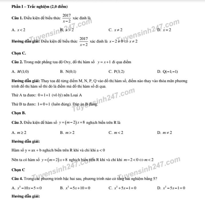 Dap an de thi mon toan chuyen Nam Dinh