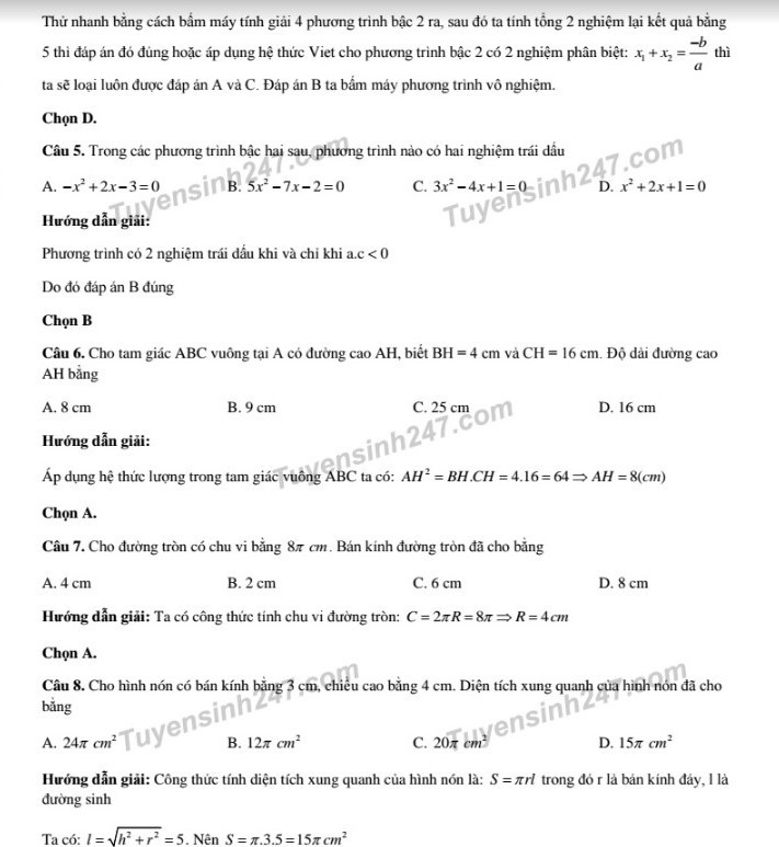 de thi va dap an mon Toan chuyen Nam Dinh