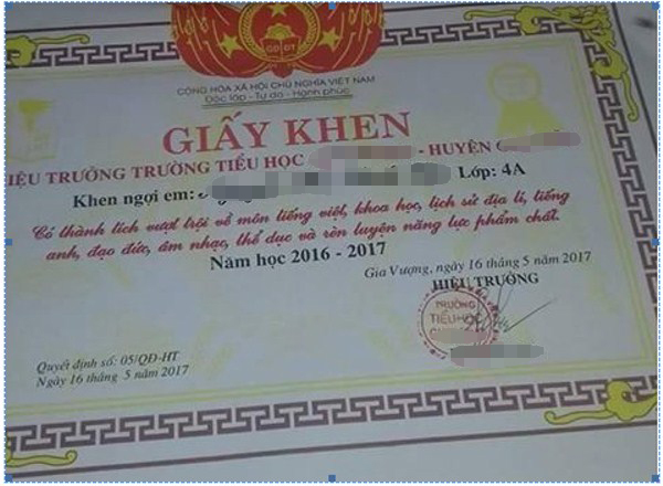 Giấy khen học sinh 