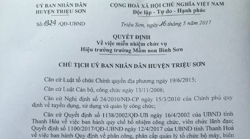 Miễn nhiệm hiệu trưởng mầm non vì sử dụng bằng THPT không hợp pháp