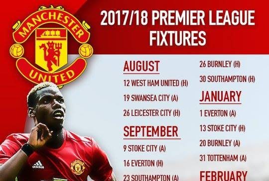 Lịch thi đấu của MU mùa giải 2017/18