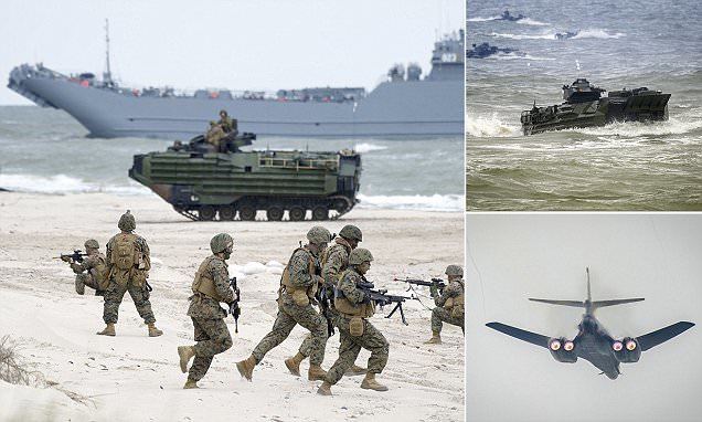 Xem thủy quân Lục chiến Mỹ tập trận đổ bộ sát sườn Nga