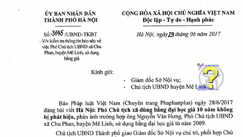 Làm rõ tin Phó chủ tịch xã dùng bằng đại học giả