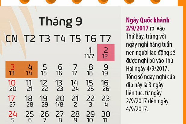 Dịp 2/9 năm nay, người lao động được nghỉ mấy ngày?