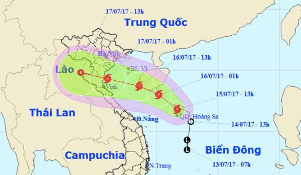 Bão số 2 giật cấp 10 hướng Thanh Hóa - Hà Tĩnh