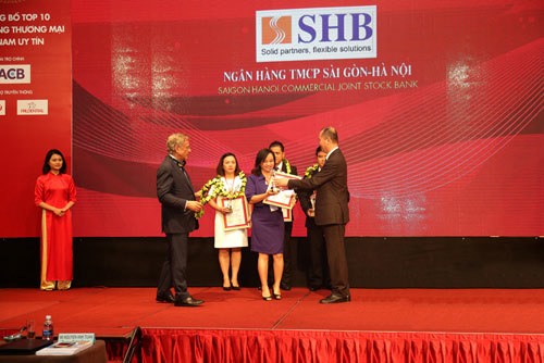 SHB 2 năm liên tiếp vào top 10 ngân hàng uy tín