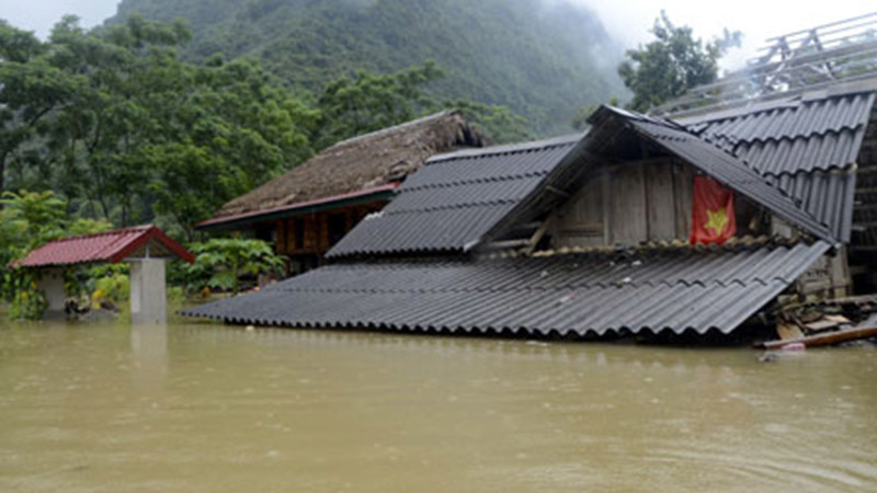 Mưa lũ ngập đến tận nóc nhà