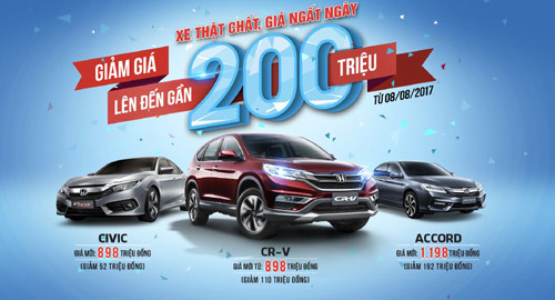 Honda công bố giá mới hấp dẫn của CR-V, Civic và Accord