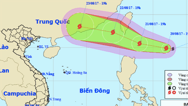 Bão giật cấp 10 xuất hiện gần biển Đông