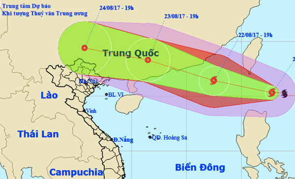 Dự báo thời tiết 22/8: Hôm nay, bão giật cấp 11 đi vào biển Đông