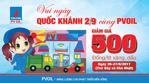 PVOIL giảm giá bán lẻ xăng dầu mừng Quốc khánh 2/9