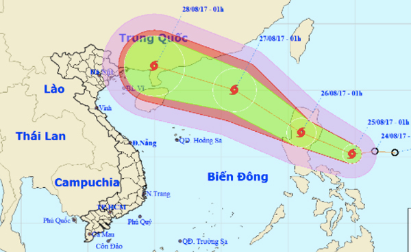 Bão giật cấp 11 đang tiến vào biển Đông