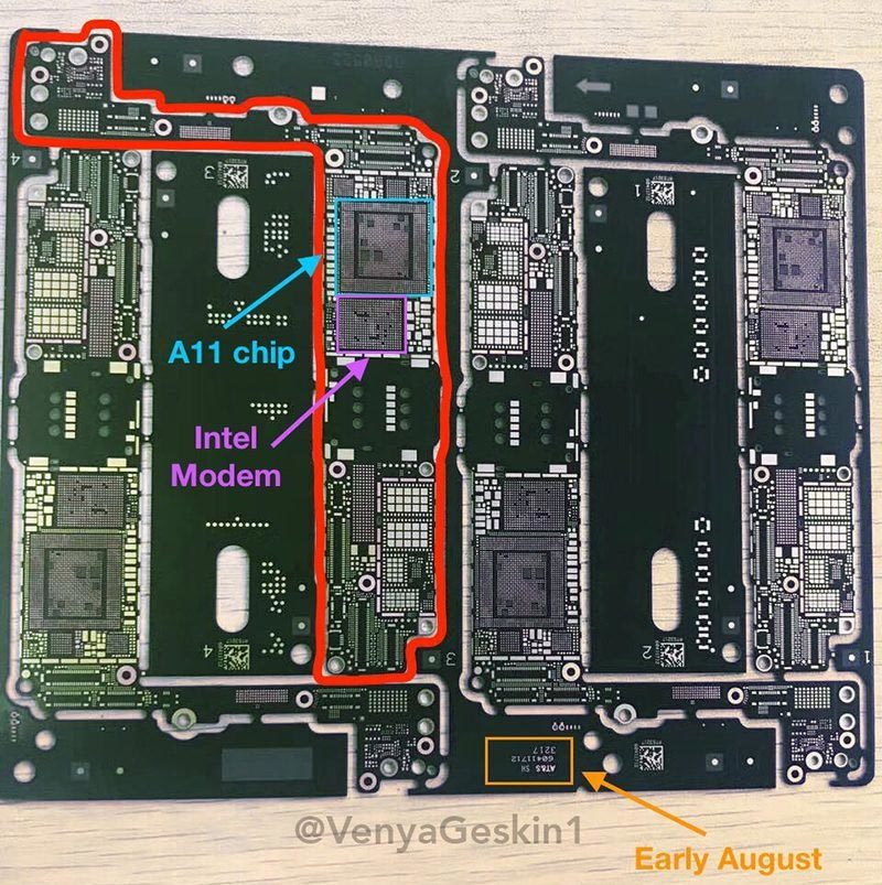 Lộ bo mạch iPhone 7s Plus với chip A11 và modem Intel