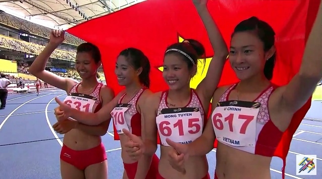 Video chạy tiếp sức 4x100m nữ Việt Nam phá kỷ lục SEA Games