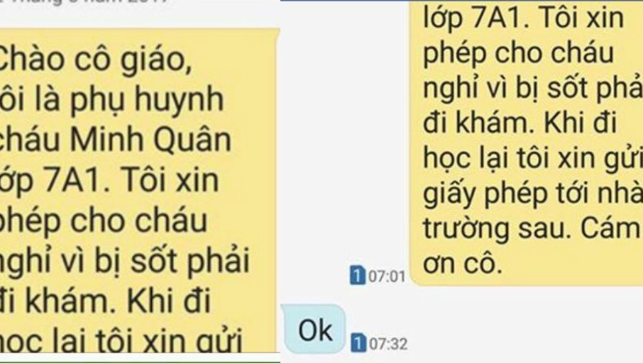 Khi giáo viên nhắn tin “OK” trả lời phụ huynh