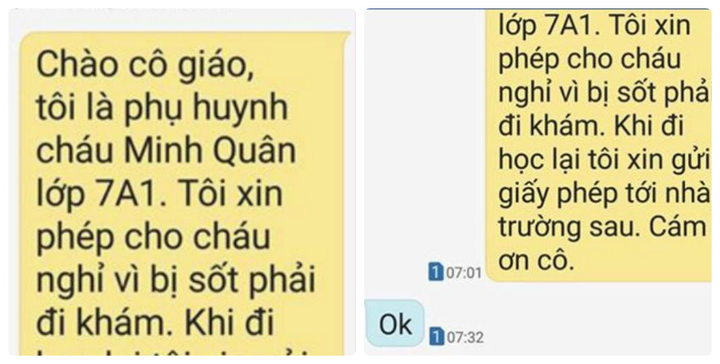 Khi giáo viên nhắn tin “OK” trả lời phụ huynh