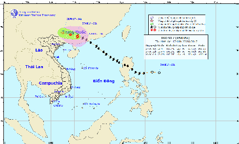 Bão số 7 đi sâu vào đất liền TQ và suy yếu thành áp thấp nhiệt đới