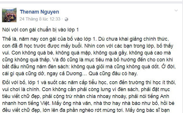 Thư gây bão của ông bố gửi con gái 'học ít thôi, chơi là chính'