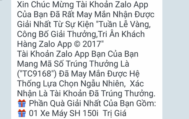 Dùng chiêu thông báo trúng thưởng SH, iPhone lừa đảo người tiêu dùng