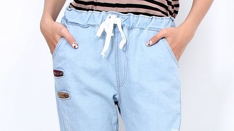Quần jeans nữ dài phối dây kéo style