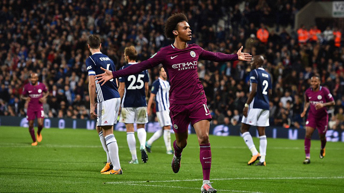 Sane sắm vai người hùng, Man City hất cẳng West Brom