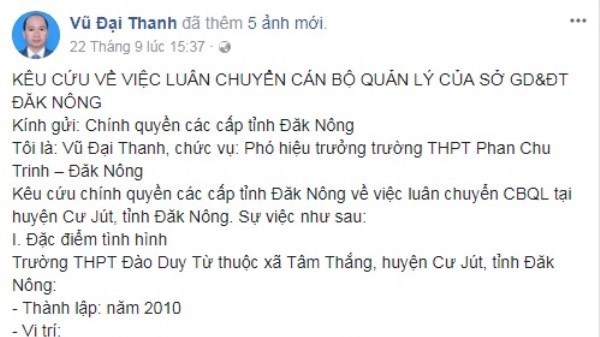 Sở GD-ĐT ra văn bản chấn chỉnh thầy giáo lên Facebook “kêu cứu”