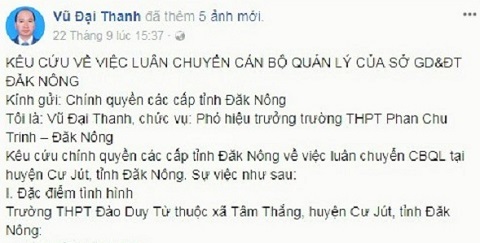 Hiệu phó kêu cứu trên Facebook, Sở Giáo dục chỉ đạo gỡ